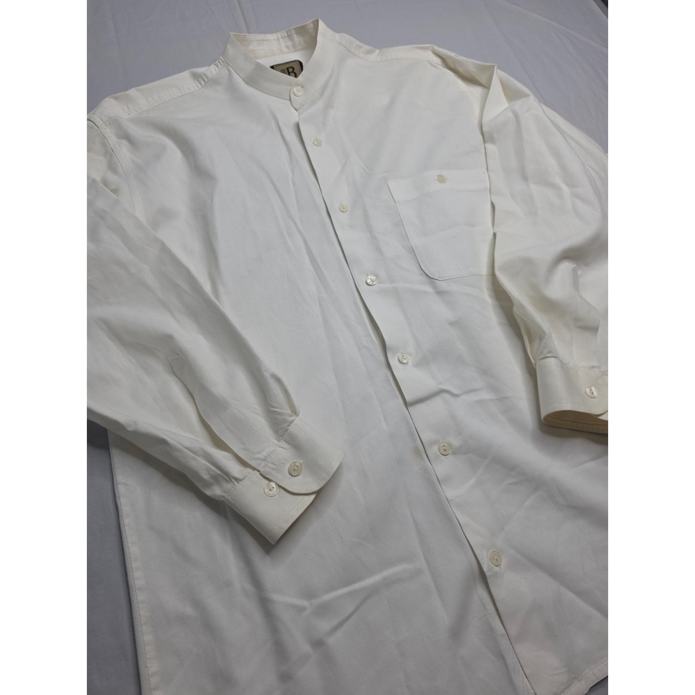 Bruno Shirt Men's Medium Beige 100% Cotton Long Sleeve Button-Up Everyday Wear - Picture 3 of 6